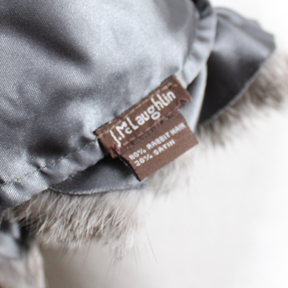 J. Mclaughlin Gray Rabbit Hair Satin Collar Scarf - Picture 3 of 3